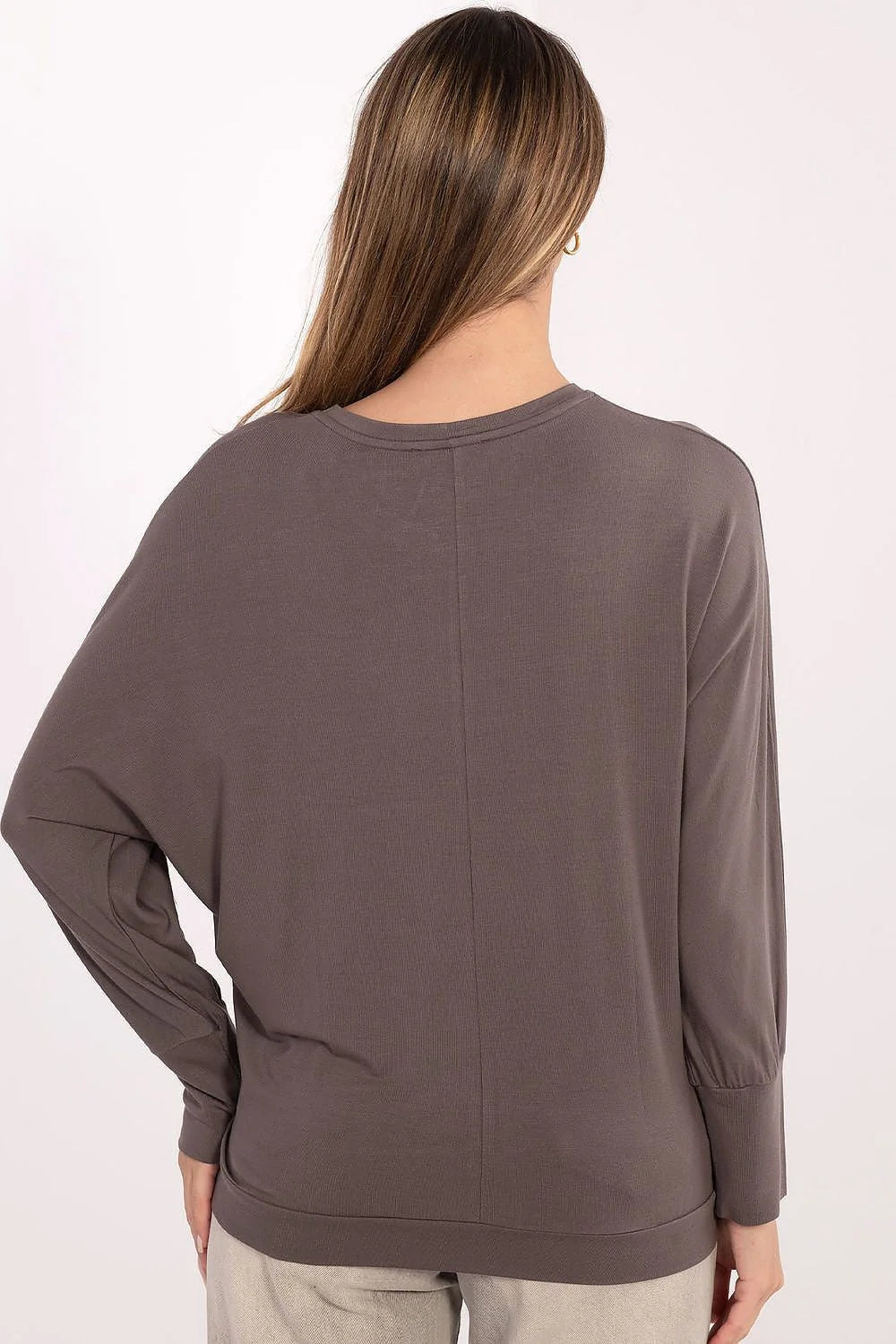 chemisier femme micromodal élasthanne oversize coupe ample manches longues col rond maille jersey douce stretch ourlet bordcôte poignets resserrés minimaliste