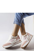 baskets Solea femme moderne élégante confortable estivale rose poudré blanc cuir synthétique suédine mesh matelassé semelle amortissante antidérapante