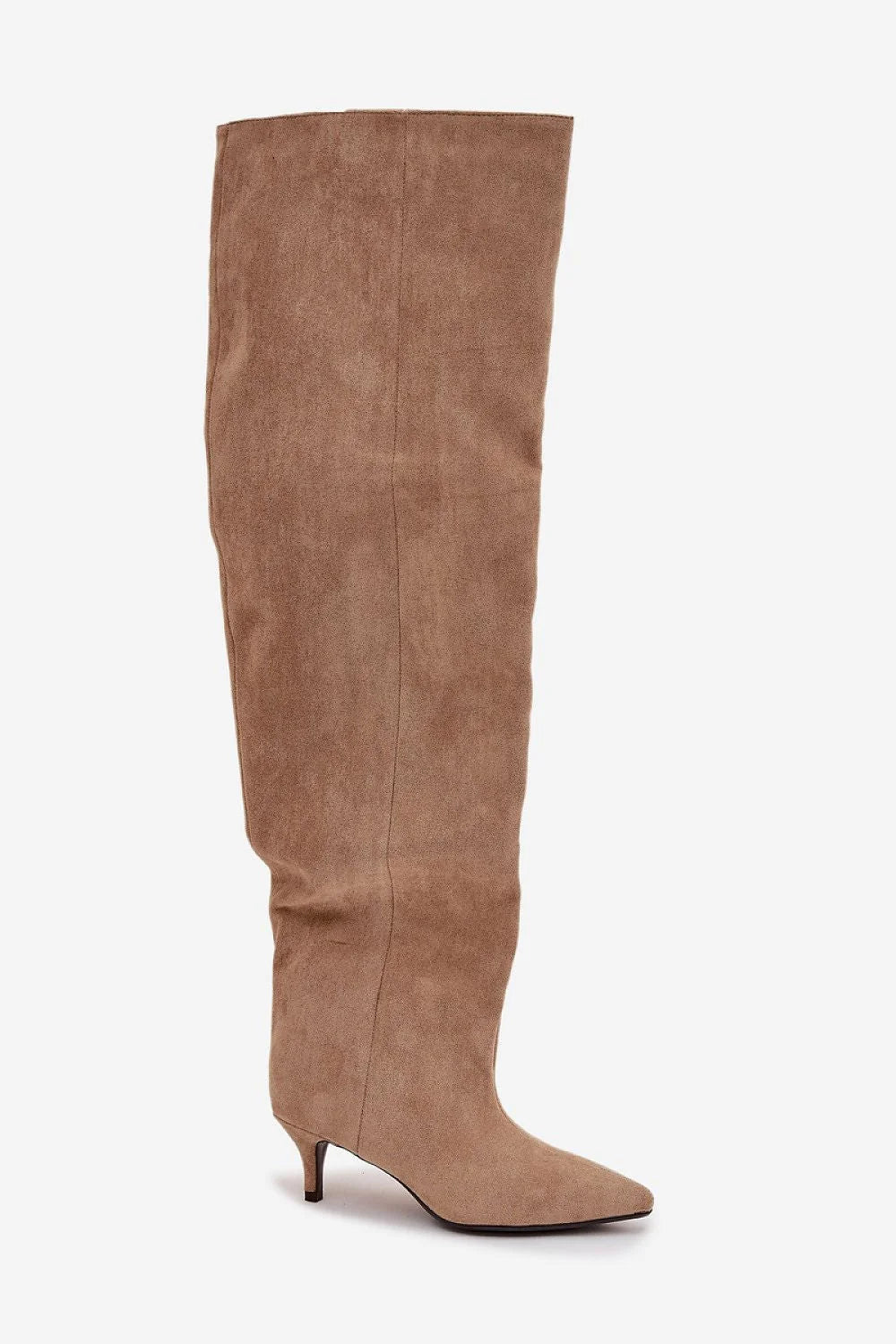 cuissardes femme suède écologique camel tige ample effet plissé bout pointu talon bas velours doux confortable ajustable polyvalente chic bohème