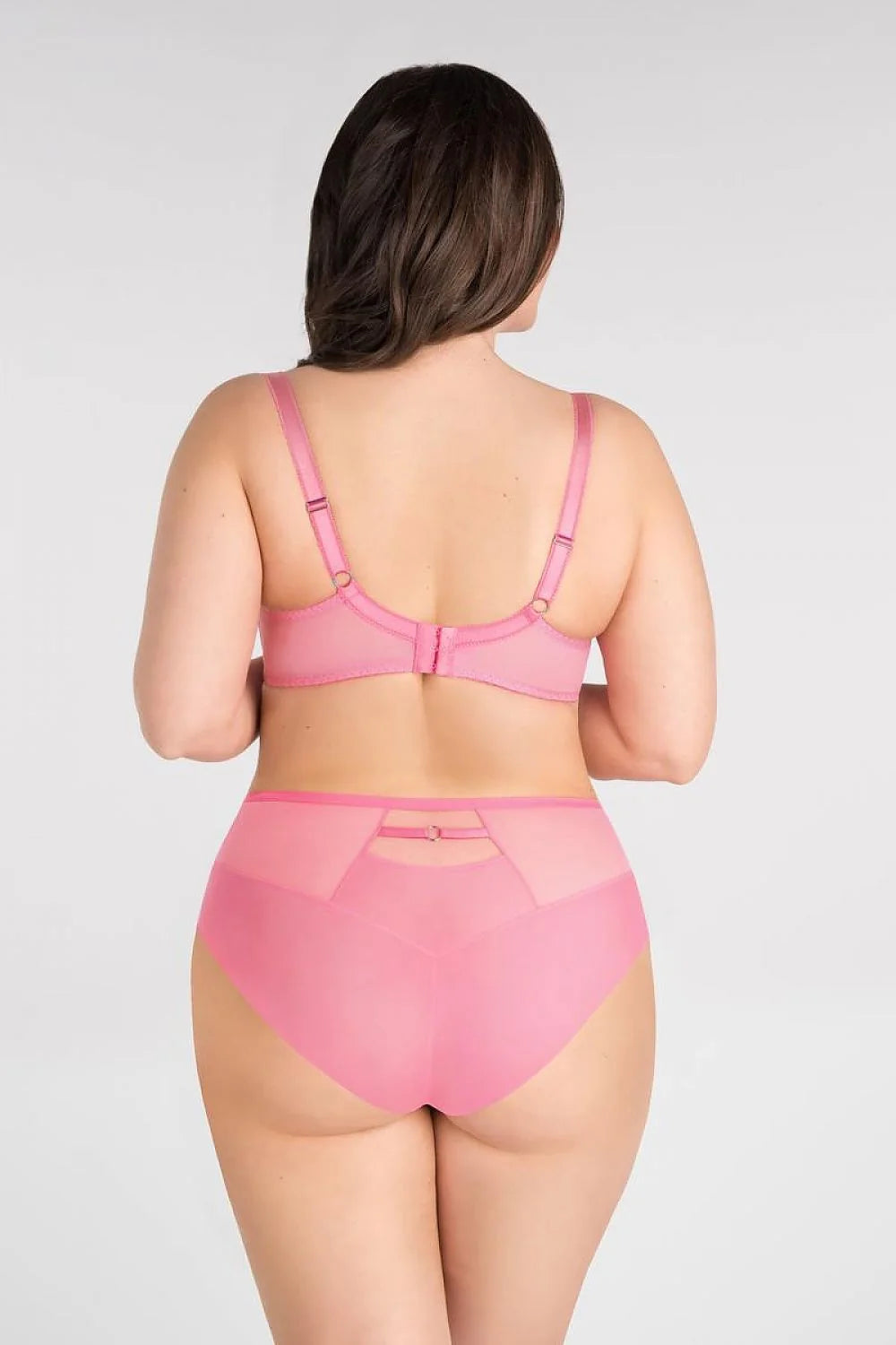 Soutien-gorge Gorsenia en tulle floral transparent, balconnet, armatures latérales, rose vif, romantique, lingerie féminine, confort, maintien