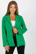 Veste blazer femme couleur verte veste survêtement manches longues fermeture boutons poches coulissantes coton élasthanne polyvalente moderne