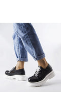 chaussures derby Solea femmes cuir noir maille respirante lacées blanches semelle blanche compensée crantée antidérapante plateforme chunky confort amorti stabilité