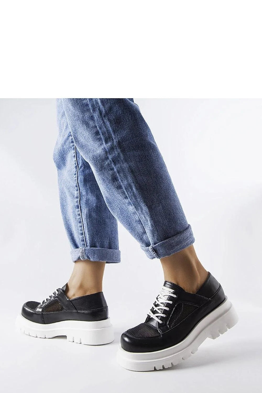 chaussures derby Solea femmes cuir noir maille respirante lacées blanches semelle blanche compensée crantée antidérapante plateforme chunky confort amorti stabilité