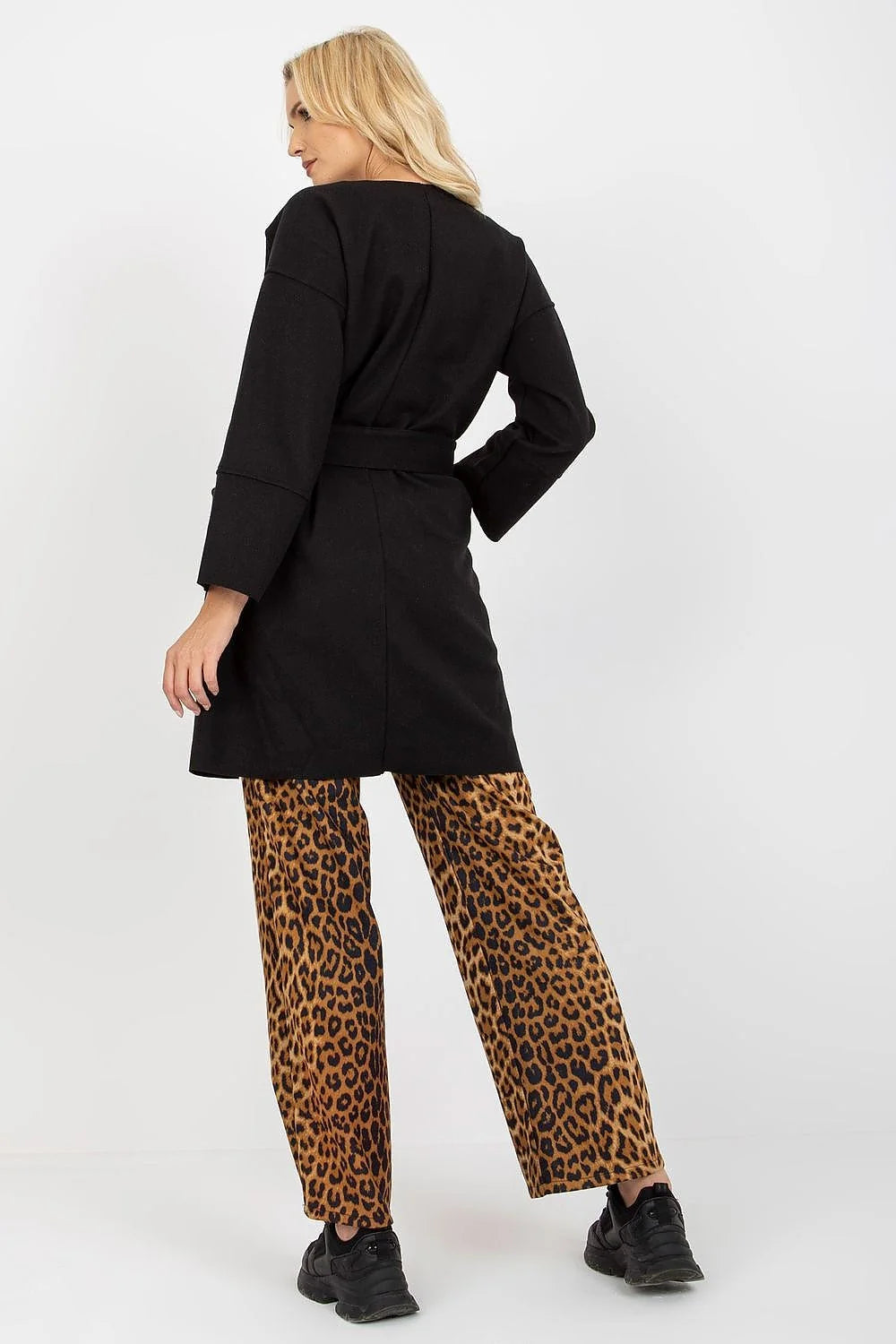 Manteau Och Bella pour femme style élégant moderne coupe structurée ceinture ajustable manches longues poches latérales beige polyester