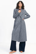 Manteau Nife Oversize Double Boutonnage gris style classique élégant femme automne hiver coupe ajustée longueur genoux