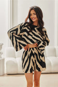 Ensemble mode femme été 2023 motif zébré audacieux style décontracté coupe ample tissu respirant confort idéal vacances été