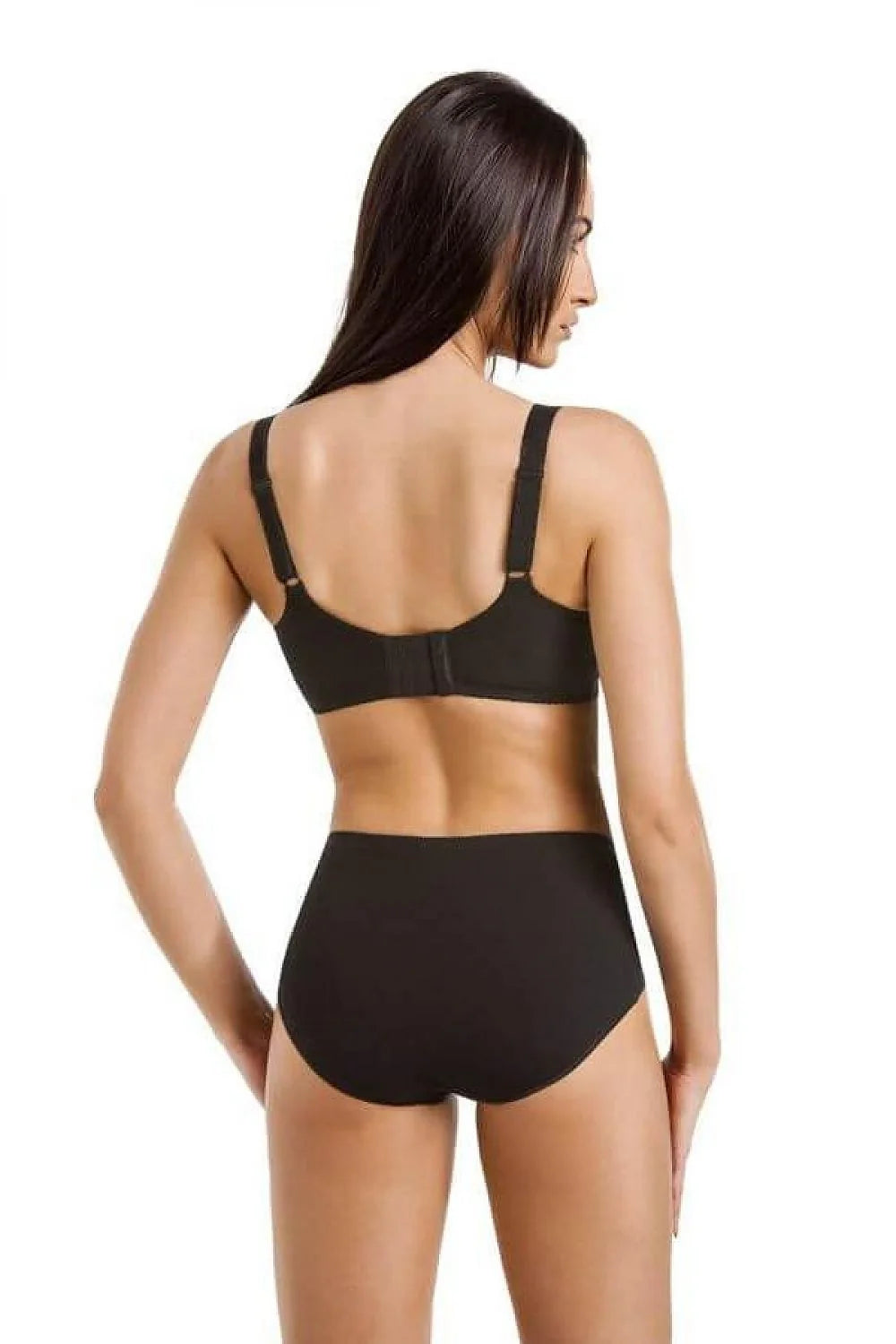 ensemble lingerie femme élégant dentelle noire soutiengorge armatures bonnets moulés bretelles réglables culotte taille haute microfibre stretch confortable maintien galbe