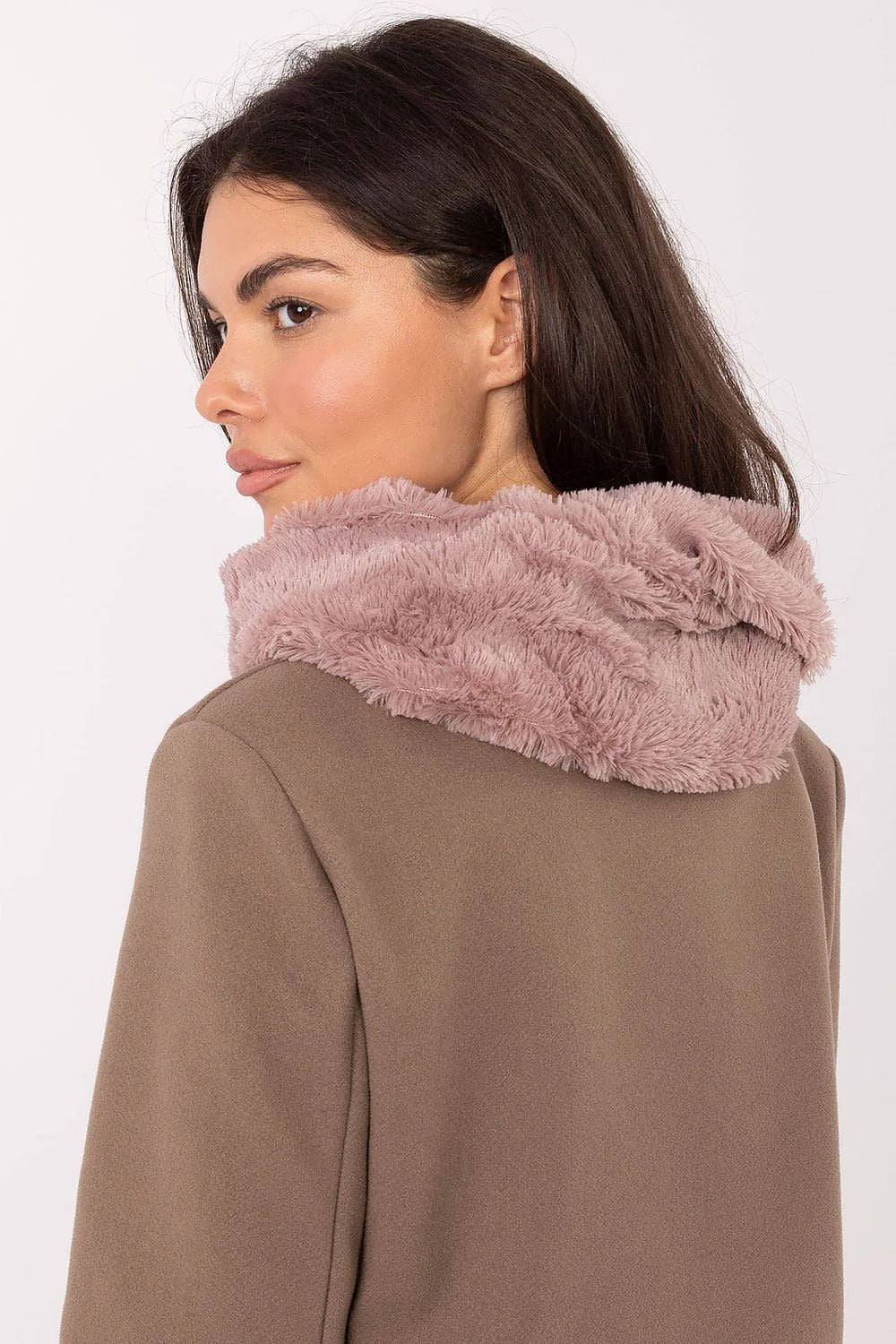 snood col femme tube volumineux épais pelucheux ultra doux cocooning chaud élégant intemporel rose poudré luxe confort