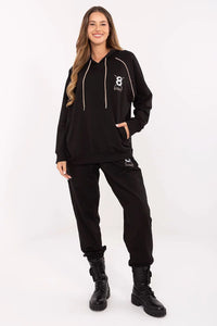 ensemble survêtement femme décontracté coton stretch doux confortable capuche cordon réglable broderie zircons scintillants jogging taille haute poches kangourou