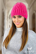 Bonnet Kamea en polaire pour femme, maille torsadée, chaud et doux, style moderne, élégance intemporelle