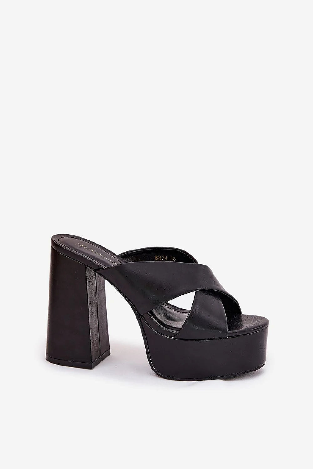 Mules femmes talon block plateforme simili cuir noir design moderne audacieux style élégant confortable été soirées