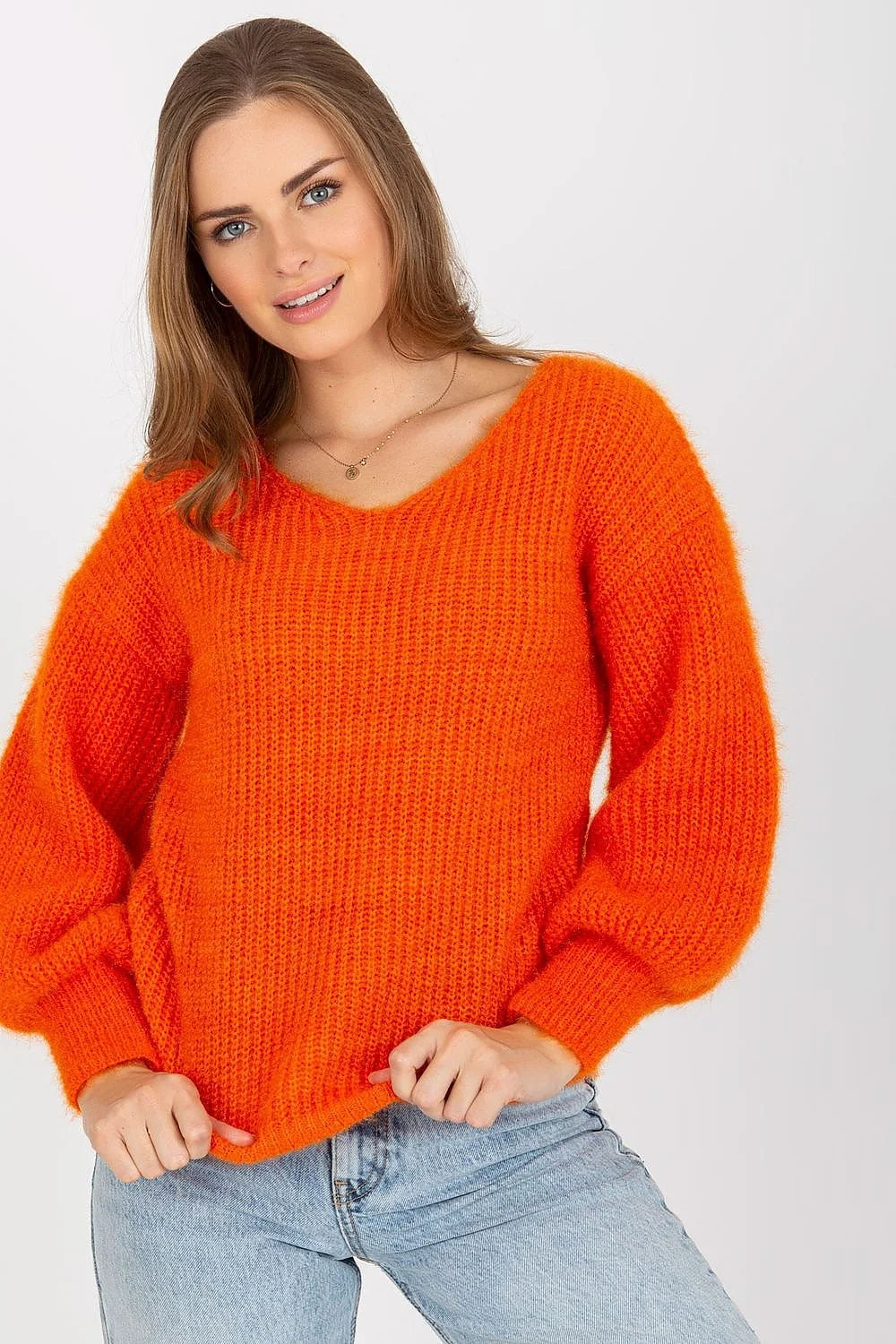 Pull pour femme Chandail Och Bella manches longues col rond style casual matières douces couleur beige