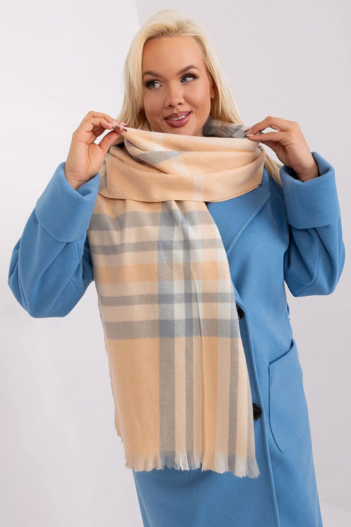 Écharpe laine carreaux beige blanc cassé classique ample automne-hiver chic confortable femme manteau bleu