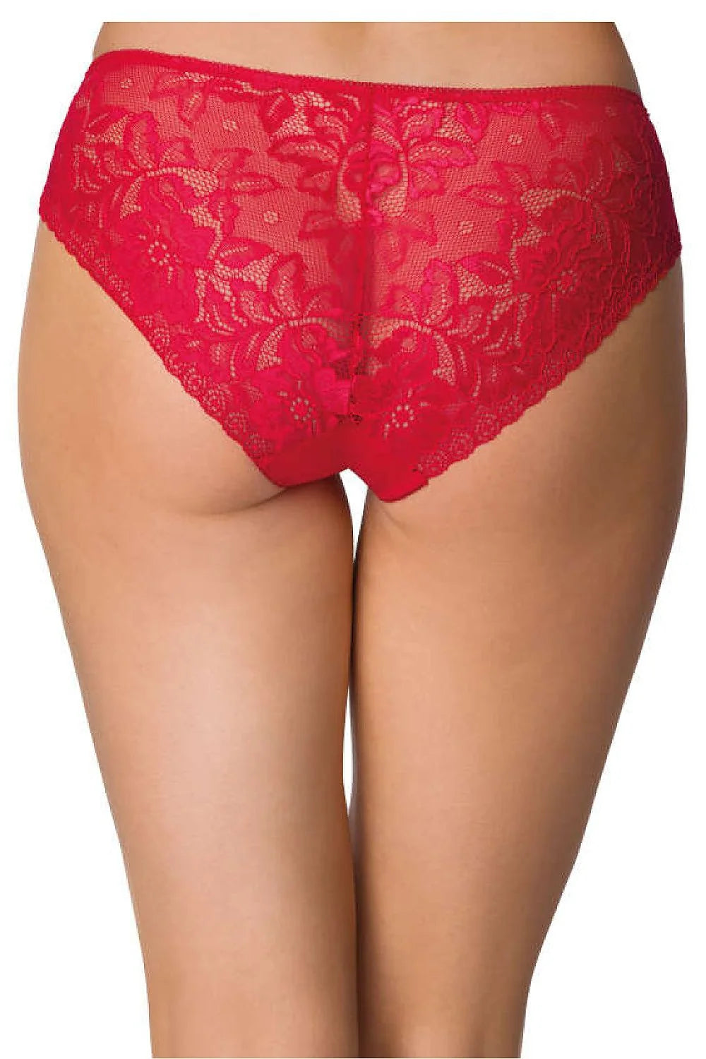 culotte féminine élégante dentelle florale rouge microfibre échancrée taille mihaute hipster stretch maintien discret sanscoutures soyeuse