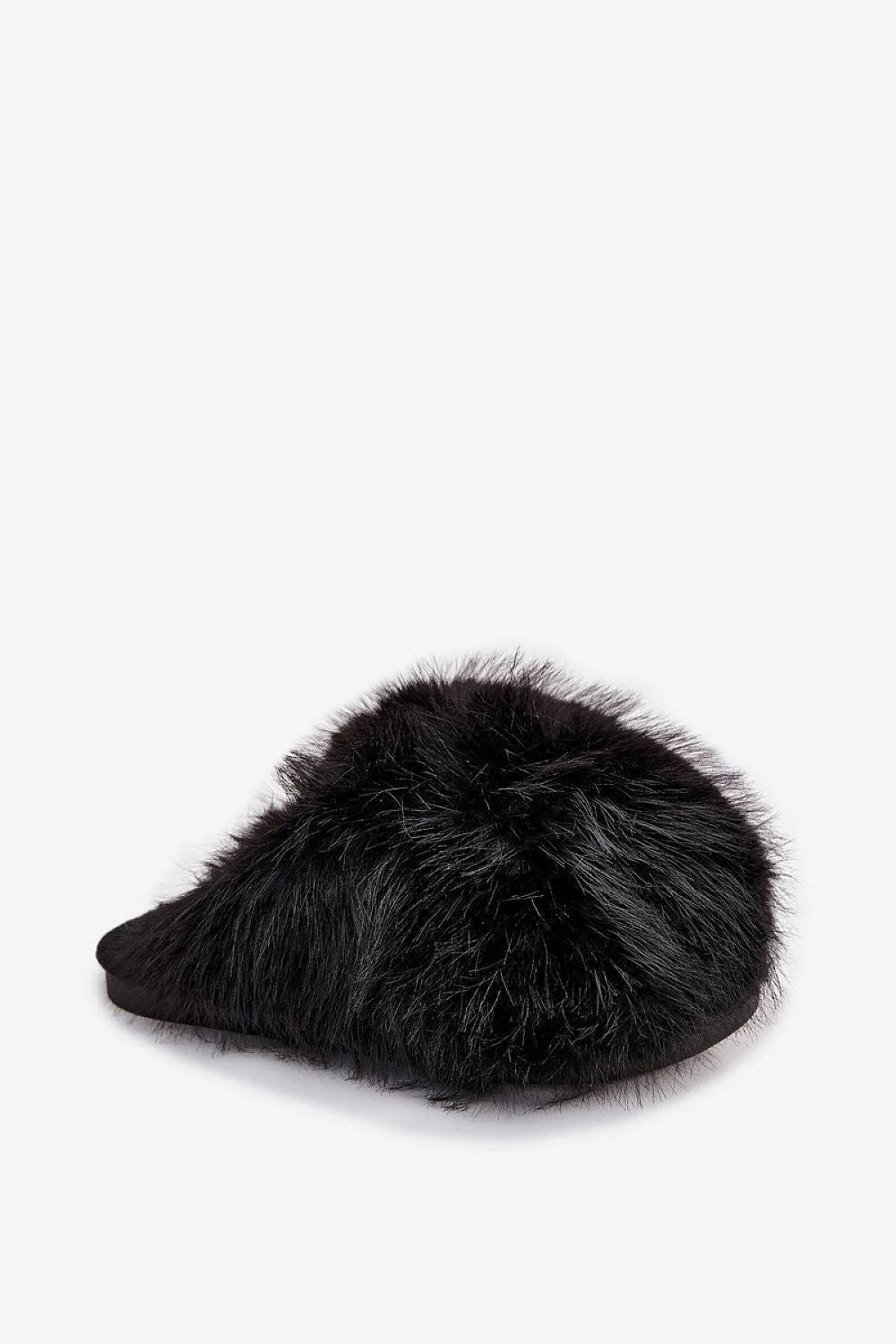 chaussons pantoufles mules femme fausse fourrure noire bout rond volumineux duveteuse cosy glamour slipon semelle plate moelleuse confortable chaude