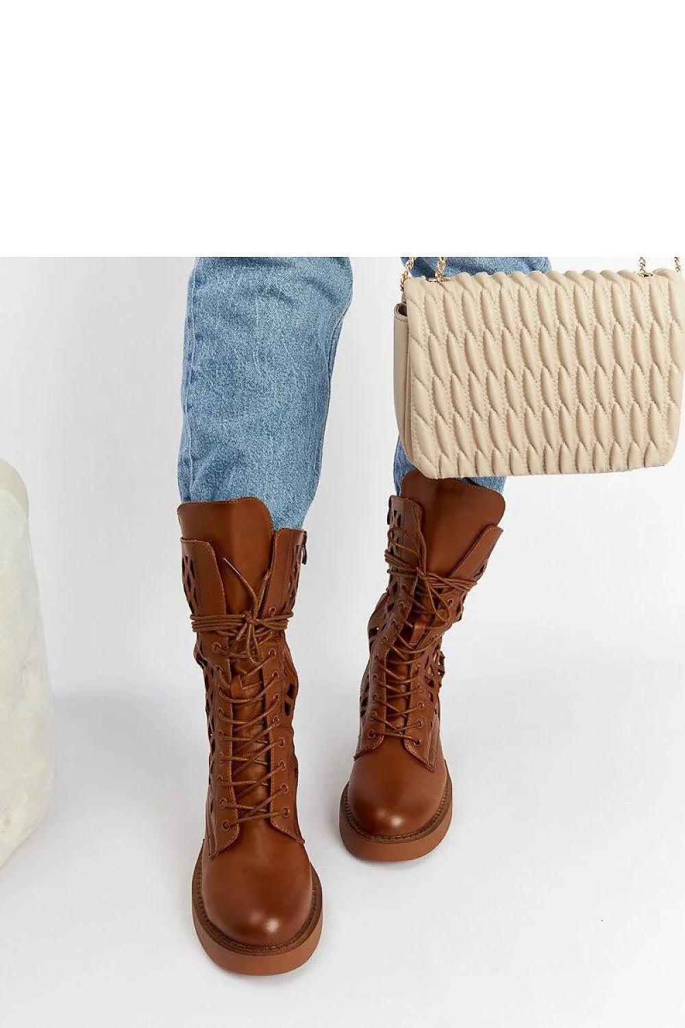 Bottes combat mode Solea bronze bottines ajustables talon moyen femme cuir imitation hiver automne