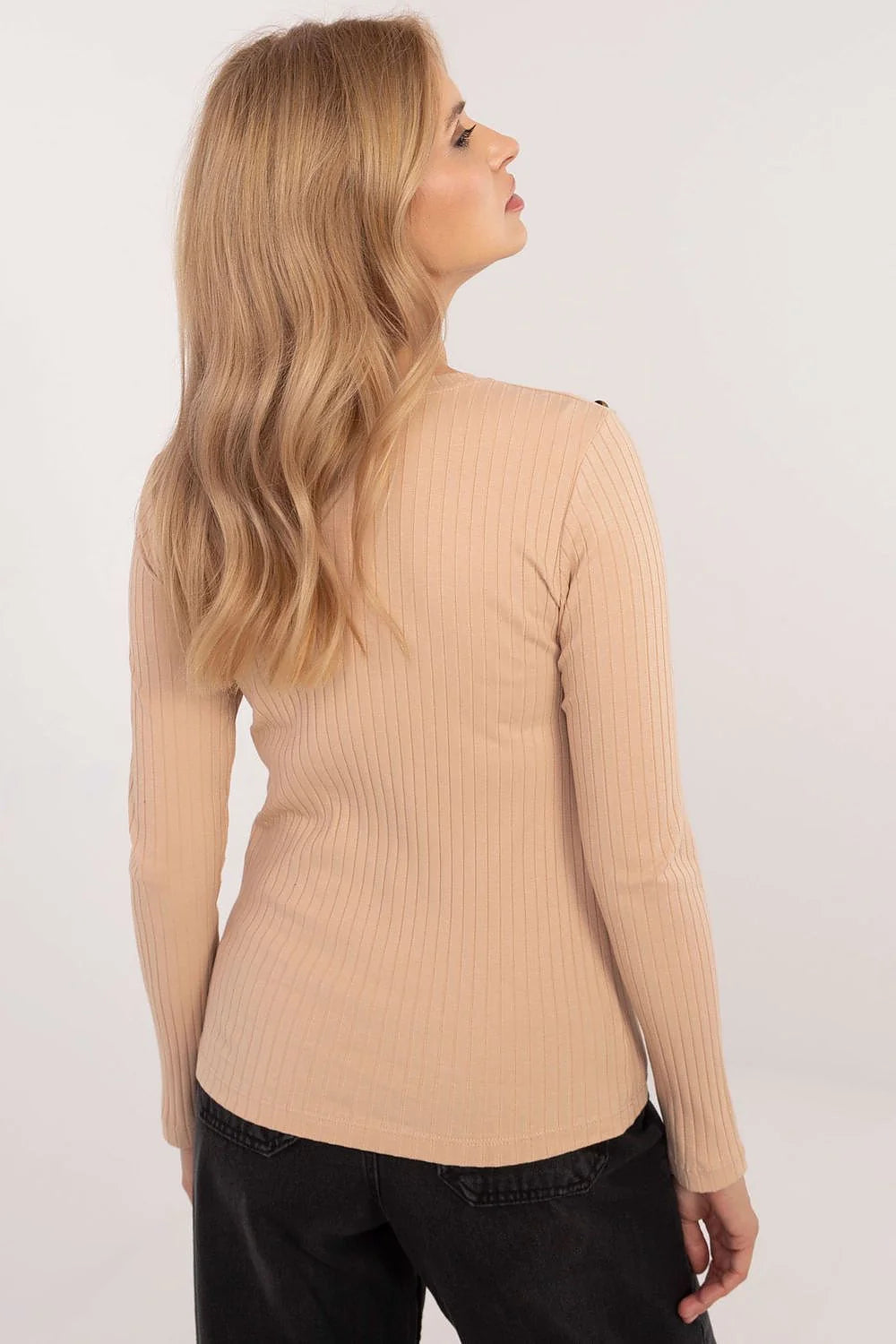 Chemisier ajusté côtelé motif animalier femmes mode élégant modern manches longues col rond beige stretch polyvalent occasion quotidienne travail