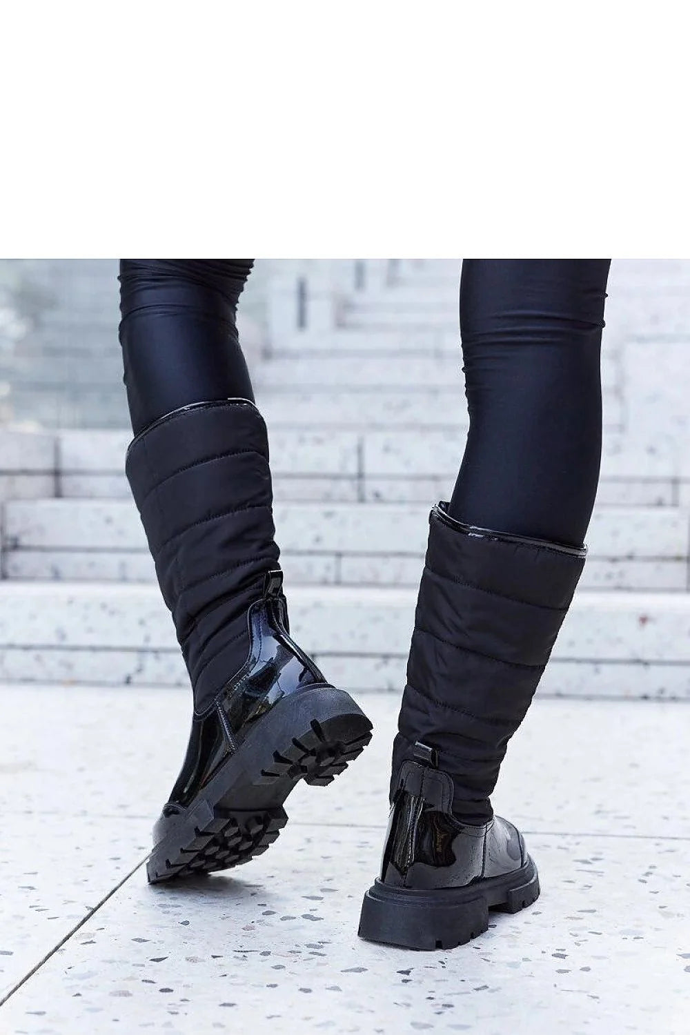 Bottes cuissardes noires cuir verni chic semelle épaisse élégantes confort hiver urbain femmes