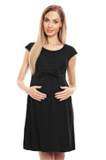 Robe de grossesse Pee Ka Boo élégante ample bas évasé nœud décoratif poches coulissantes polyester viscose noire polyvalente future maman