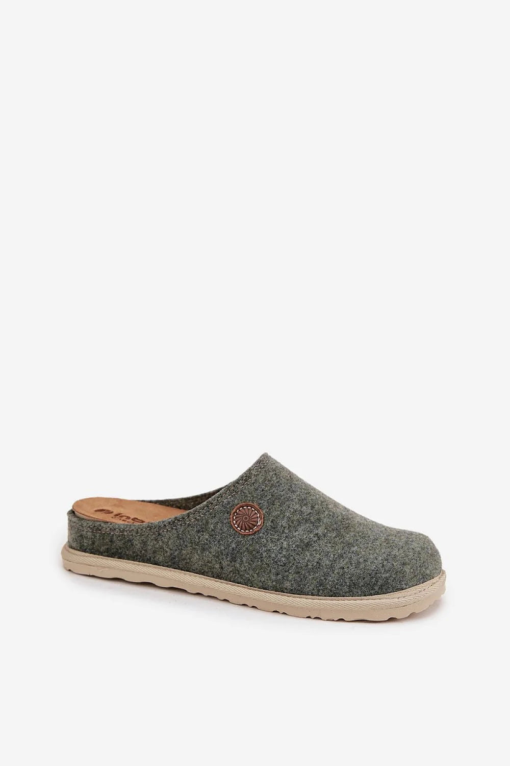chaussons femmes Inblu feutre gris chiné mule fermée arrondie bout large semelle cuir suédé profilée styrogomme légère amortissante antidérapante rembourrée