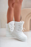 Bottes de neige pour femme élégantes montantes design moderne tissu matelassé fourrure intérieure semelle plateforme épaisse chauffantes confortables froid neige hiver