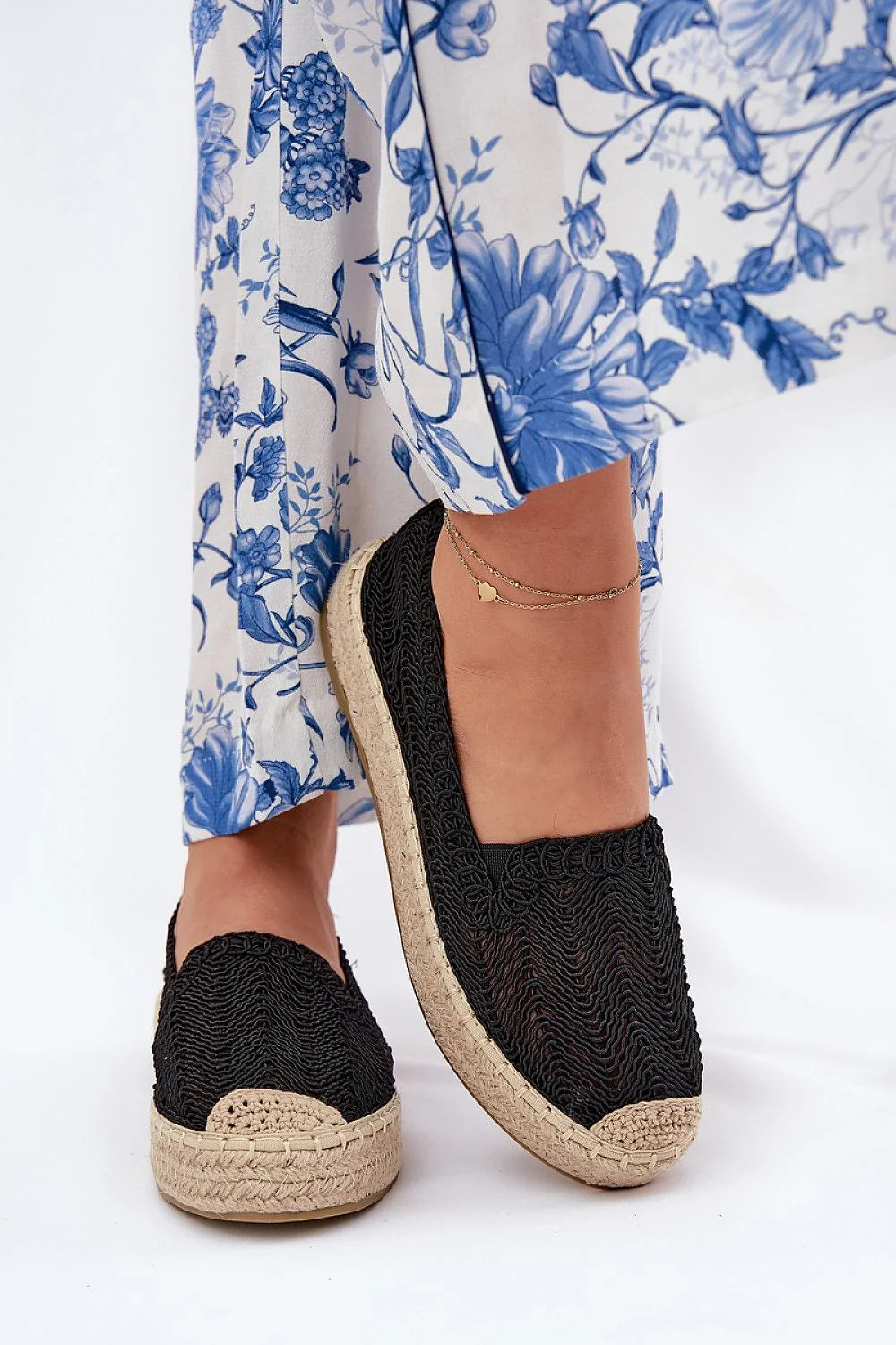Espadrille Vinceza pour femme été 2023 textile noir jute corde bout arrondi design élégant style intemporel confort respirable