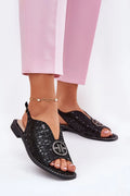 Sandales femme élégantes en cuir suédé design reptile Talon plat Fermeture boucle Occasionnels été
