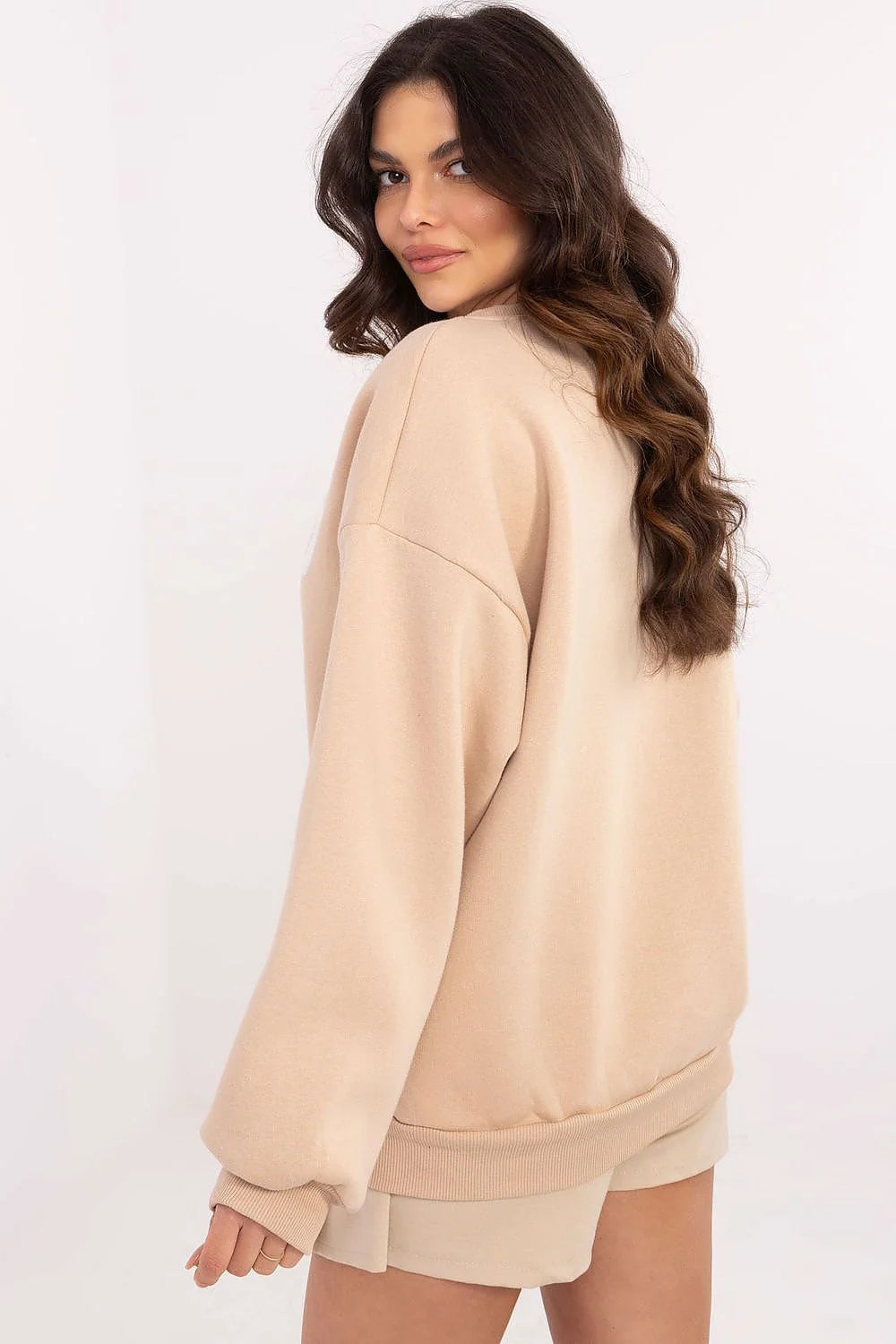 Sweatshirt universitaire femme Harvard style préppy longues manches beige mode casual prix usine