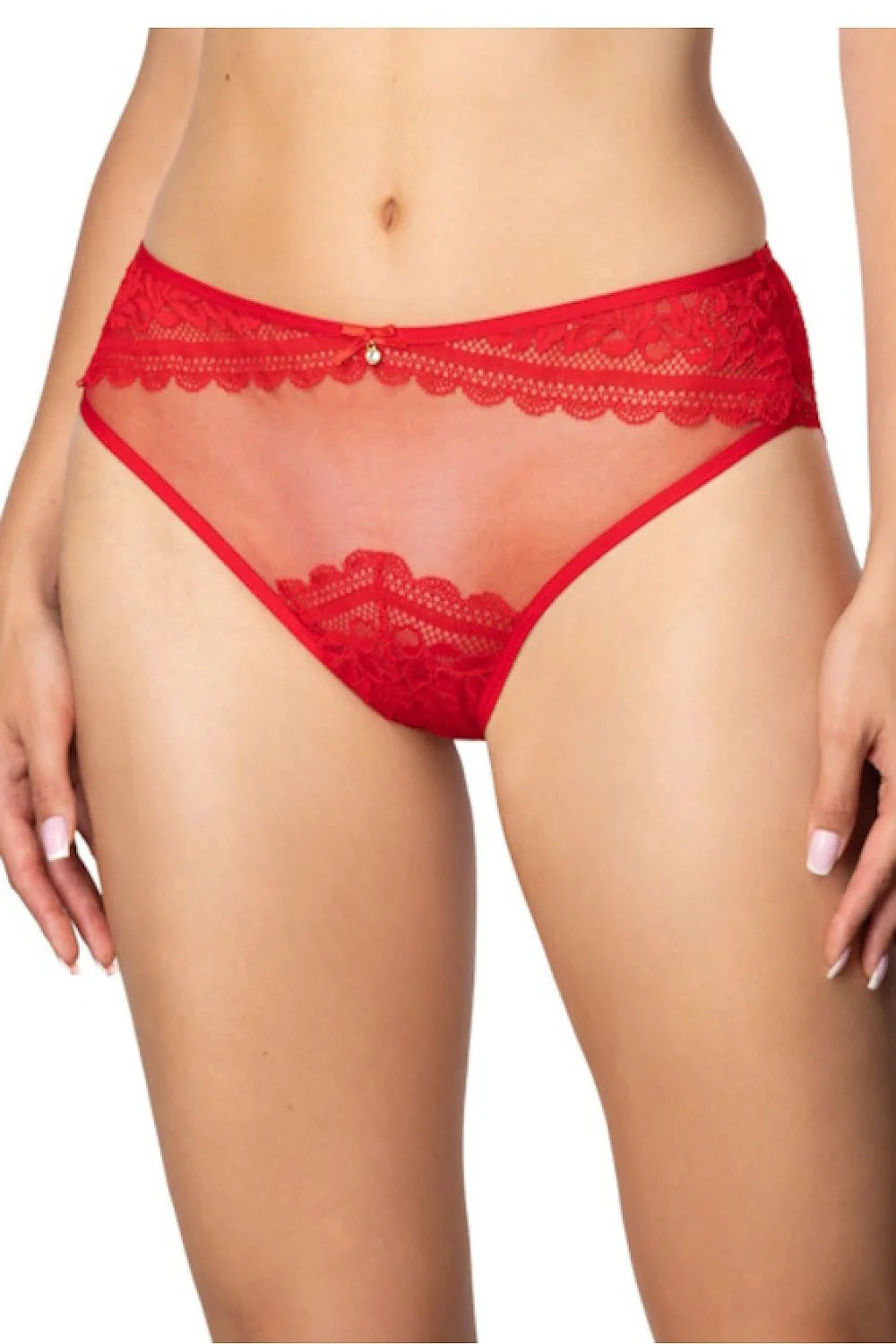 Culottes en dentelle rouge vif pour femme, motifs floraux complexes, coupe classique, taille basse ajustable, détails élégants, confort maximal