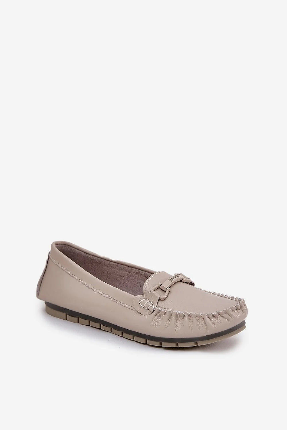 Mocassins Step in Style Femme Élégance Casual-Chic Cuir Naturel Confort Tige 5cm Détail Métallique Argenté