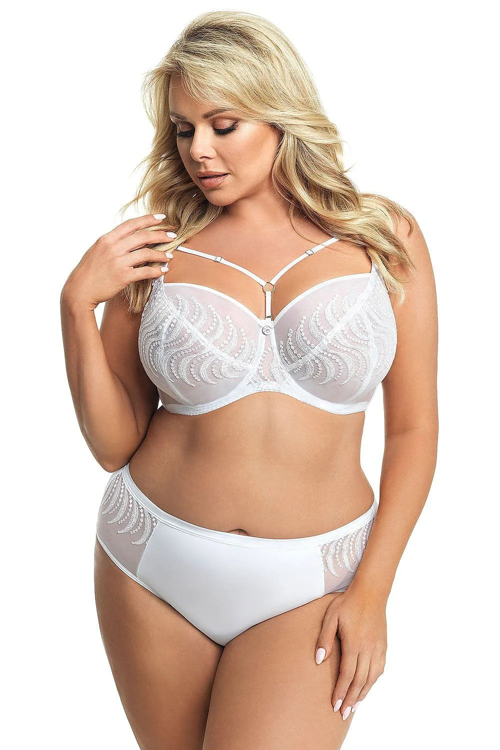 Soutien-gorge dentelle transparente Gorsenia Soft élégant blanc confort sublimez silhouette femmes modernes 7% élasthanne