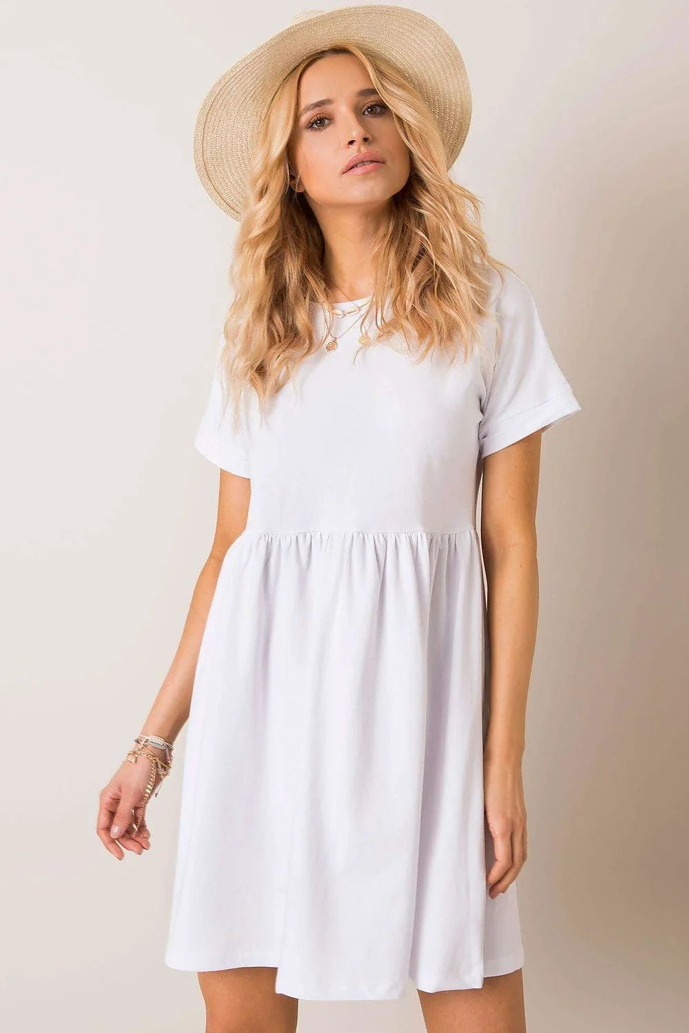 Robe Femme Été Décontractée Coton Taille Haute Manches Courtes Col Rond Élégance Confort Polyvalente Accessoiriser Soirée Quotidienne