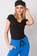 T-shirt Och Bella ajusté manches courtes encolure ronde coton élasthanne noir femme mode casual-chic