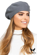 Béret pour femme élégant design classique matière douce couleur grise occasion quotidienne et spéciale