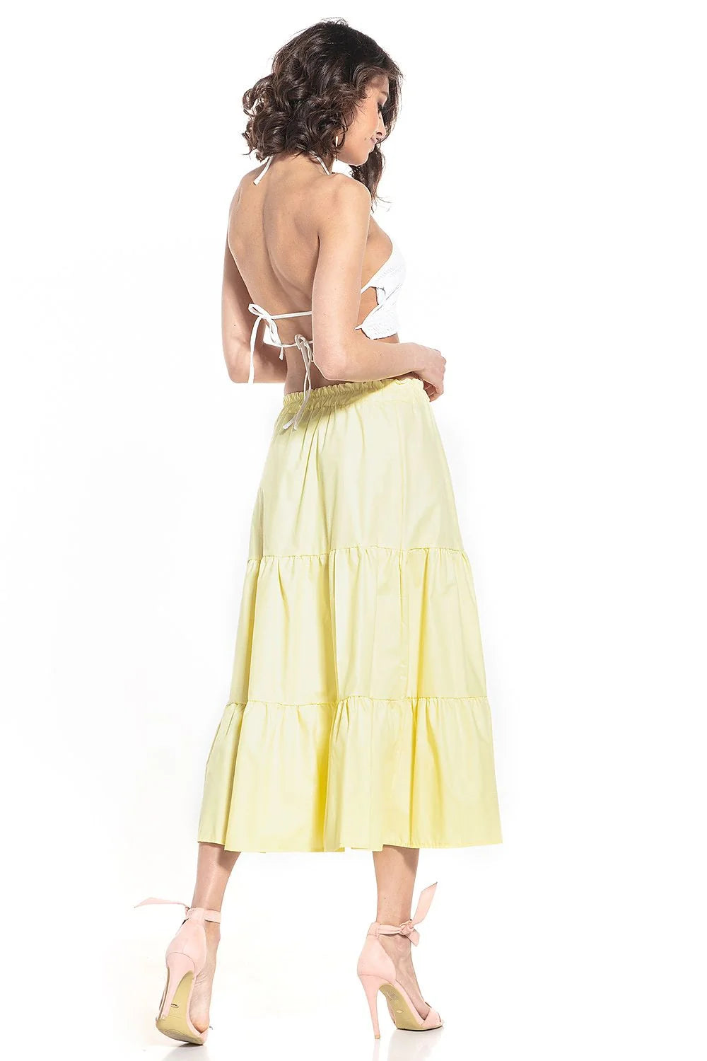 Jupe longue bohème chic en coton aéré avec volants multiples pour femme élégante et moderne