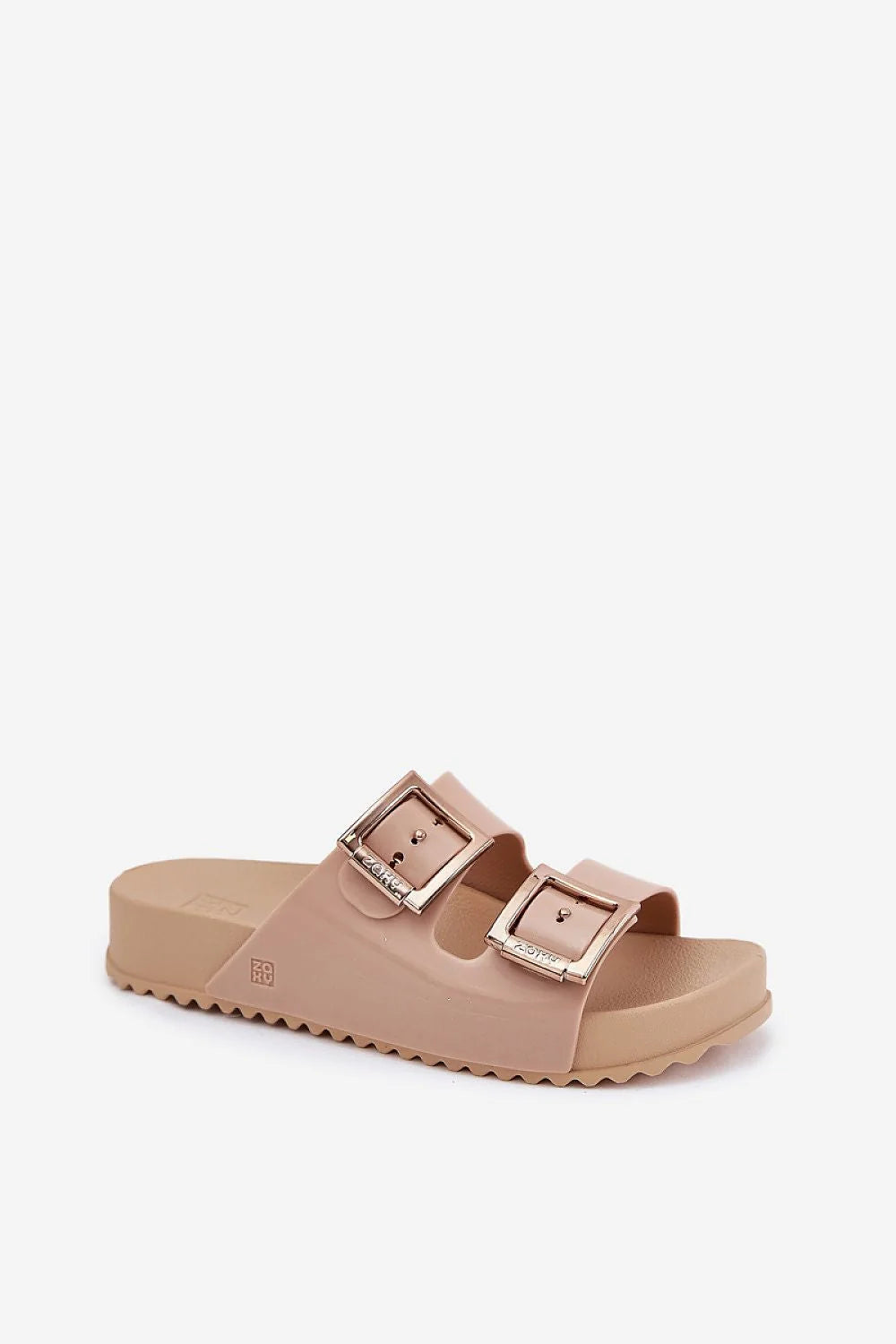 Sandales Step in style ZAXY, plateforme beige, straps métalliques, design minimaliste, confortable, vegan, recyclable, hypoallergénique, femmes
