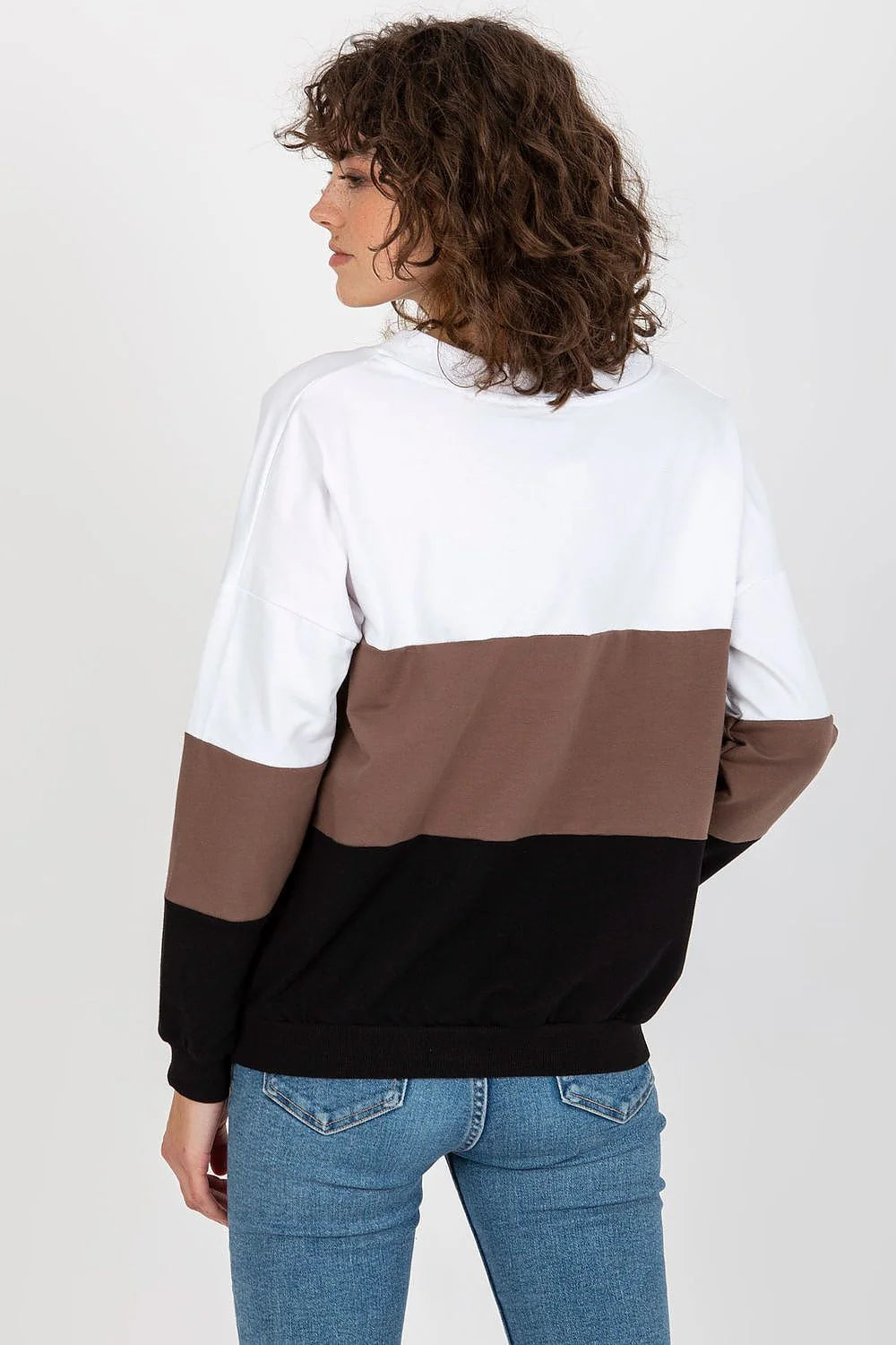 Sweatshirt femme Rue Paris manches longues en V blocs de couleur coton élasthanne confortable taille S M L XL