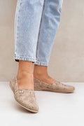 Espadrille femmes cuir suédé design moderne motif subtil semelle tressée décoration dorée confort estival style décontracté occasion estivale