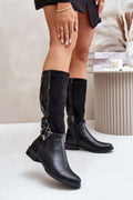 Bottes mi-mollet en cuir suédine noir chic boucle zippées élégantes confort moderne femme