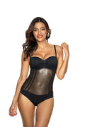 Body Etna pour femme en microfibre et mesh, style balconnet, rembourré, bretelles ajustables, coupe corset, effet amincissant, polyamide et élasthanne
