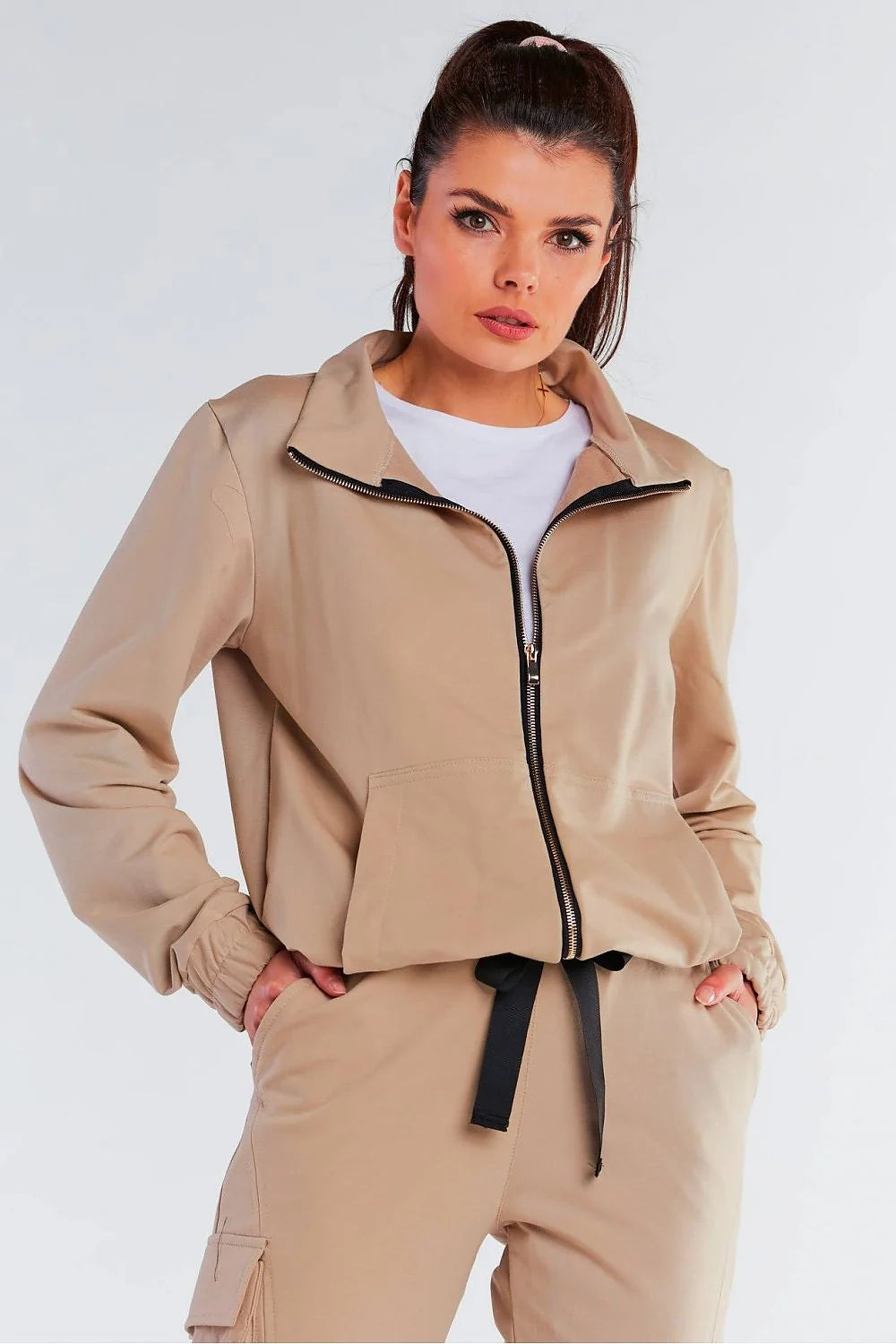 Ensemble veste pantalon polyester jaune fluo sport chic confortable quotidien pour femme élégante