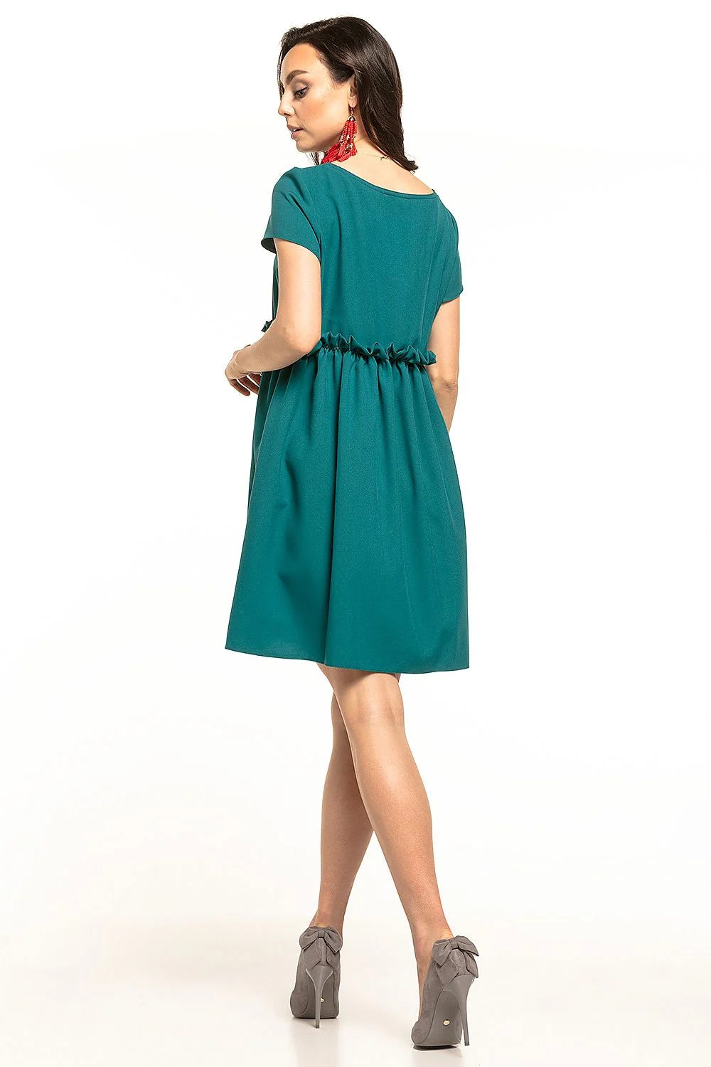 Robe légère en coton bleu clair chic manches courtes idéale pour occasions spéciales femmes élégantes