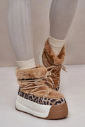 Bottes de neige pour femmes en fourrure synthétique motif léopard, hauteur cheville, semelle antidérapante, style moderne et audacieux, confort maximal, tailles 36-39