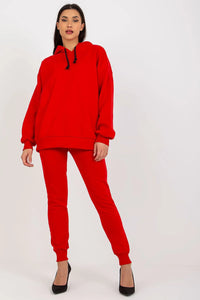 Ensemble survêtement Ex Moda coton polyester rouge ample capuche manches longues col rond pantalons ajustés ceinture élastique style