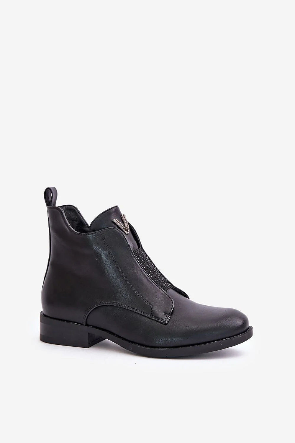 Bottes Step in Style pour Femmes, Design Moderne Élégant, Cuir Écologique, Talon Plat, Fermeture Zip, Élastique Décoré, Ankle Boots, Occasions Formelles ou Casual, Taille Adjustée