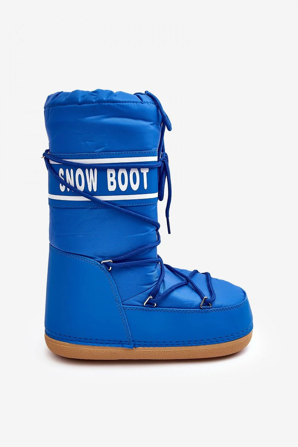 Bottes de neige pour femmes tendance et fonctionnelles, style sportif, couleur bleu vif, lacets assortis, semelle antidérapante, isolation thermique, plateforme massive, coupe mi-haute, finitions élégantes, snow boot, hiver, outdoor, mode, confort