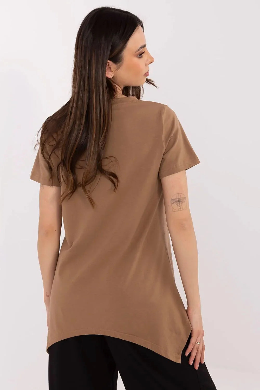 T-shirt femme style casual imprimé animal coton elasthanne coupe fluide manches courtes col rond