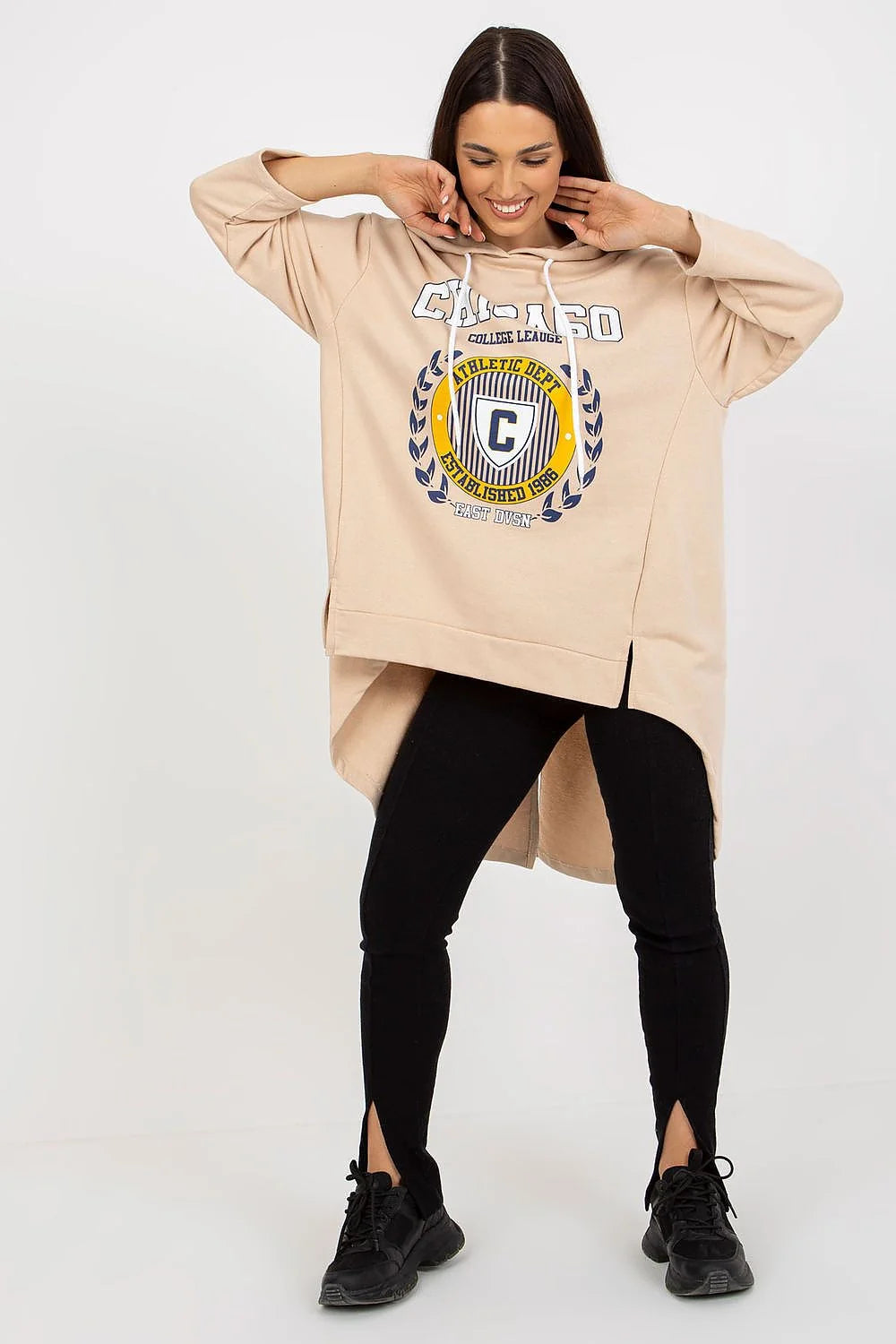 Sweatshirt pour femme Fancy rose pâle oversize capuche manches longues graphic print