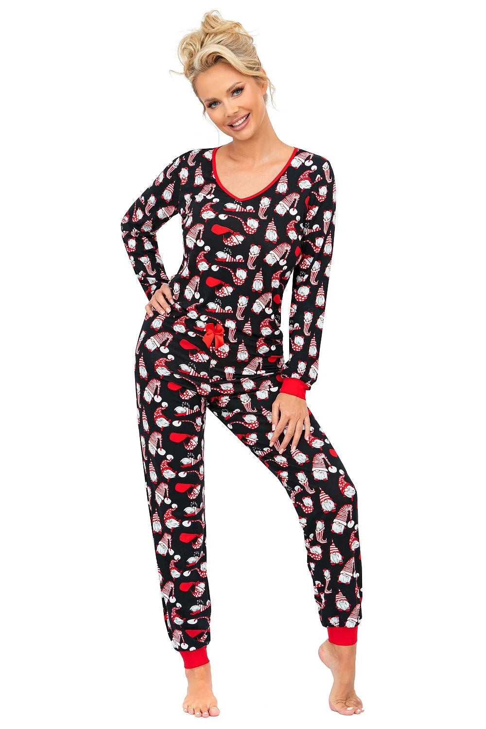 Pyjama femme Noël motif elfes maille douce confort idéal soirée hiver