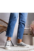 Baskets pour femme modernes design épuré motif graphique blanc noir lacets ajustables tige basse semelle caoutchouc respirante confortable style casual urbain été automne hiver